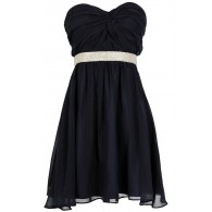 Twisted Chiffon Embellished Designer Dress in Navy